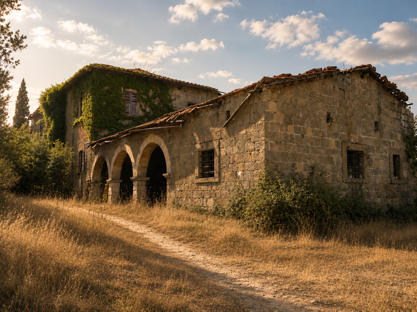 Veduta complessiva del casale prima del restauro